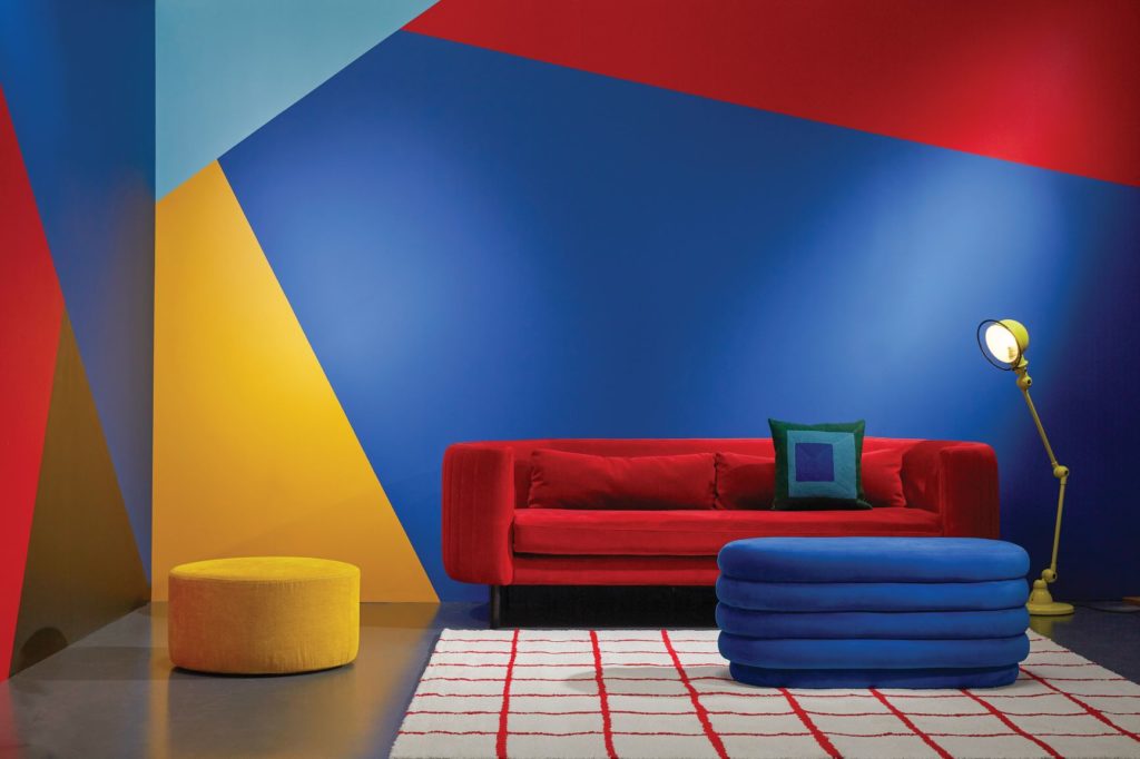 colourful couch and wall for interior design