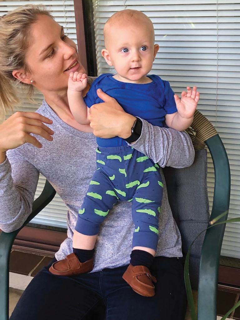Nicola Carey holding her nephew
