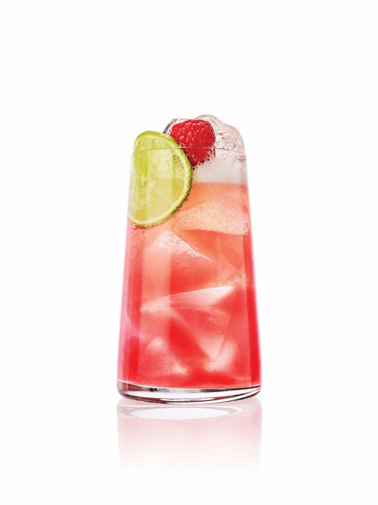 date night cocktail in a glass with fruit