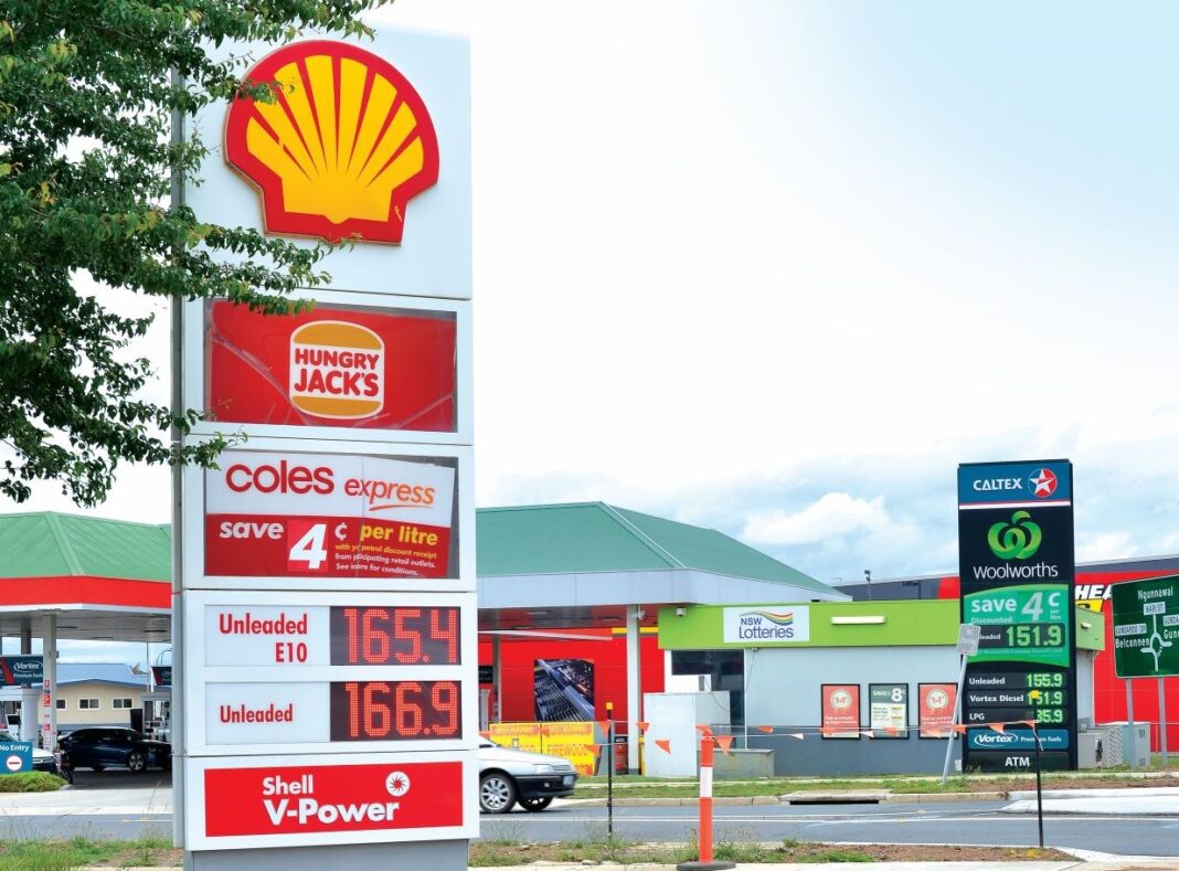 Petrol stations price signage Gungahlin