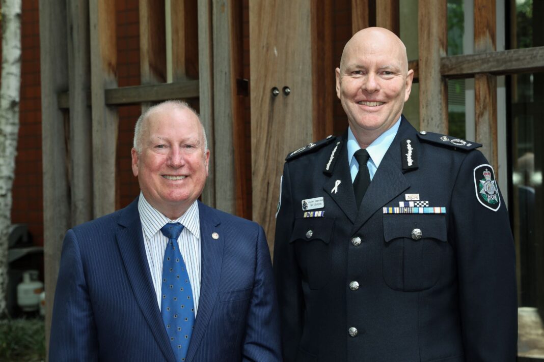 Mick Gentleman and new ACT CPO AFP Assistant Commissioner Ray Johnson