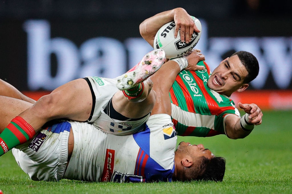 Cody Walker being tackled by a knights player