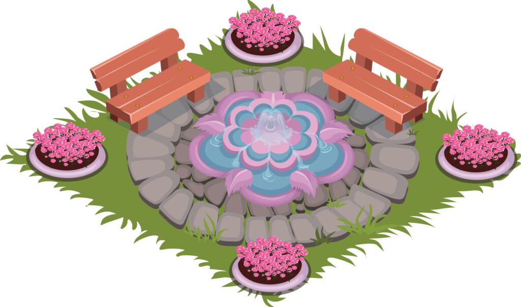 cartoon image of a garden