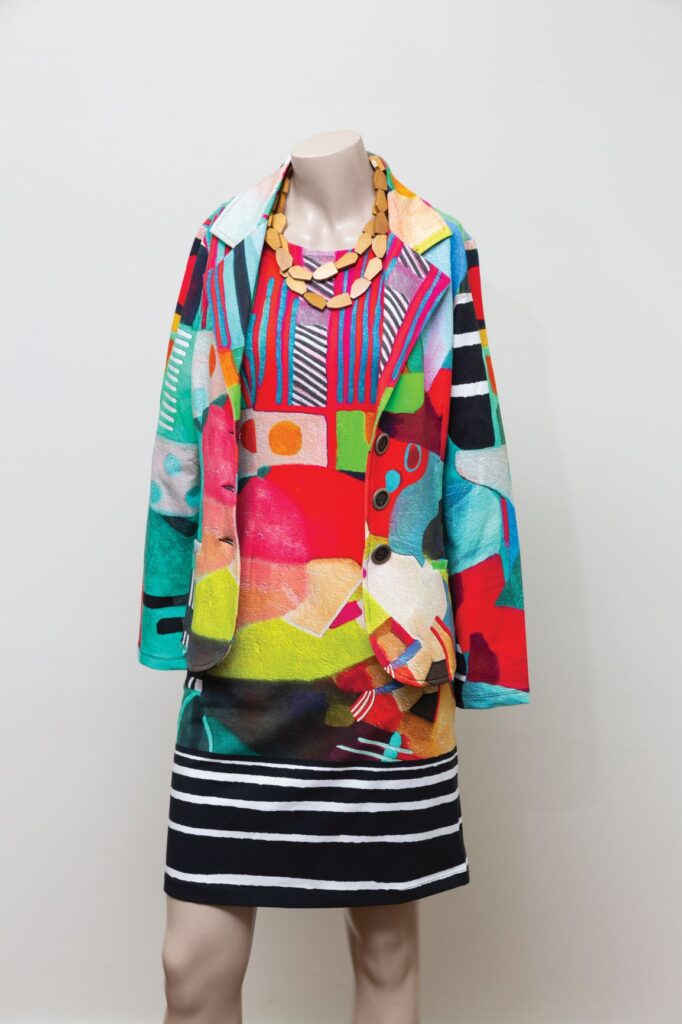 mannequin with colourful clothes on