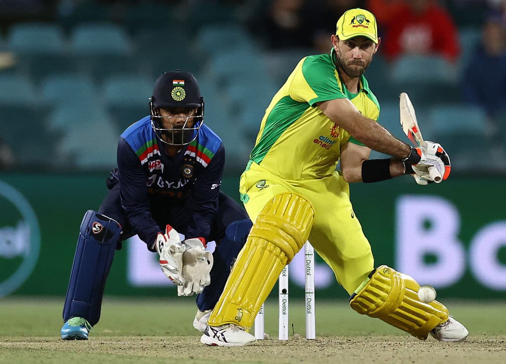 Glenn Maxwell of Australia bats during game three of the One Day International at Manuka Oval