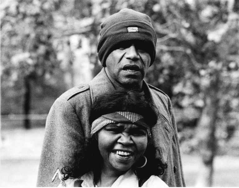 Archie Roach and Ruby Hunter pose for a portrait that is featured in the Australian Love Stories exhibition 