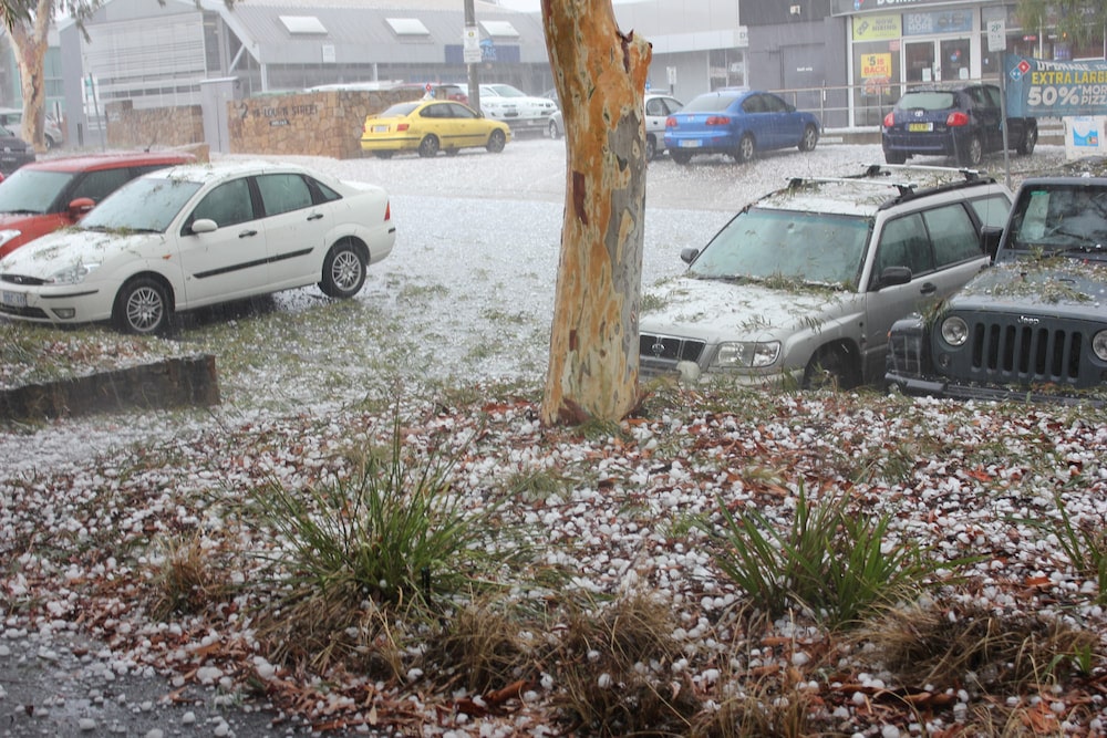 Hail outside the Canberra Daily office last year