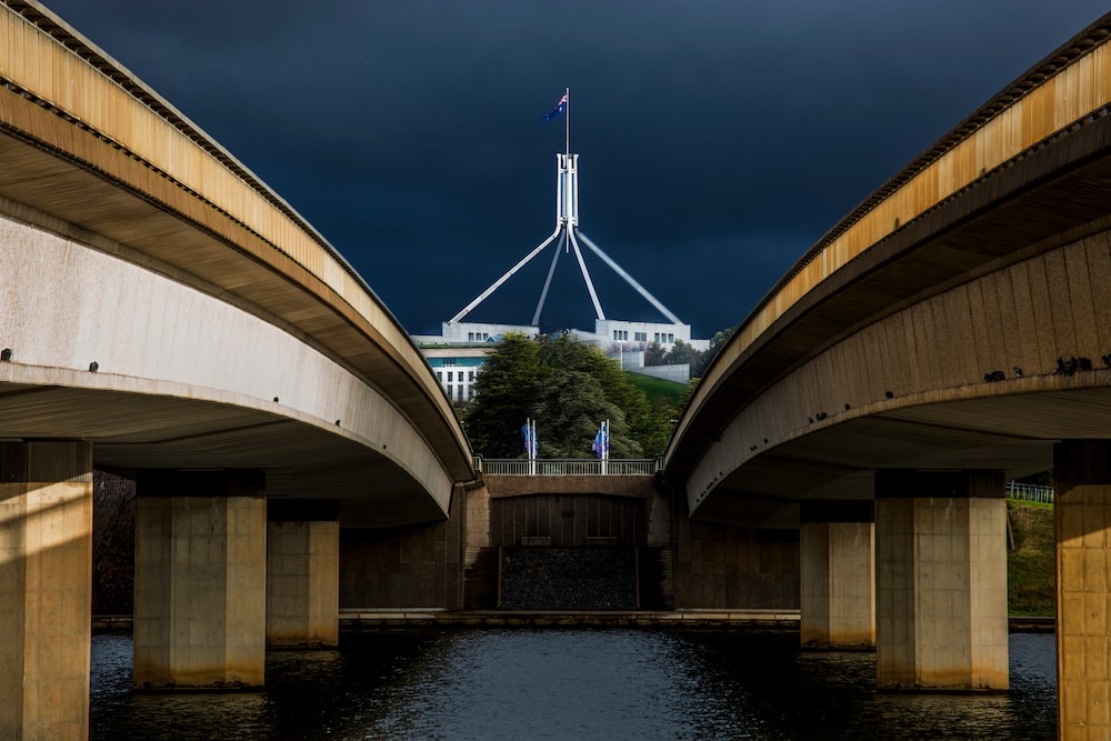View of Parliament House from Commonwealth Bridge.