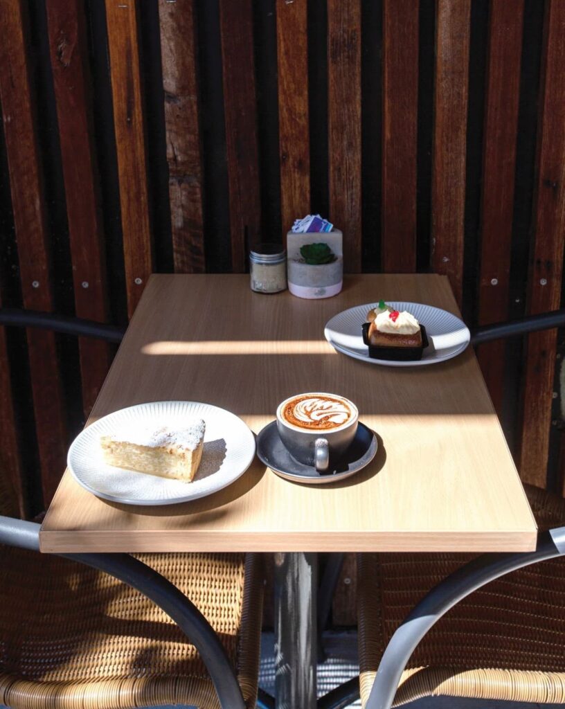 coffee and cake on a table