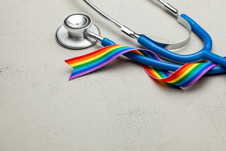 Stethoscope and LGBTIQA+ flag