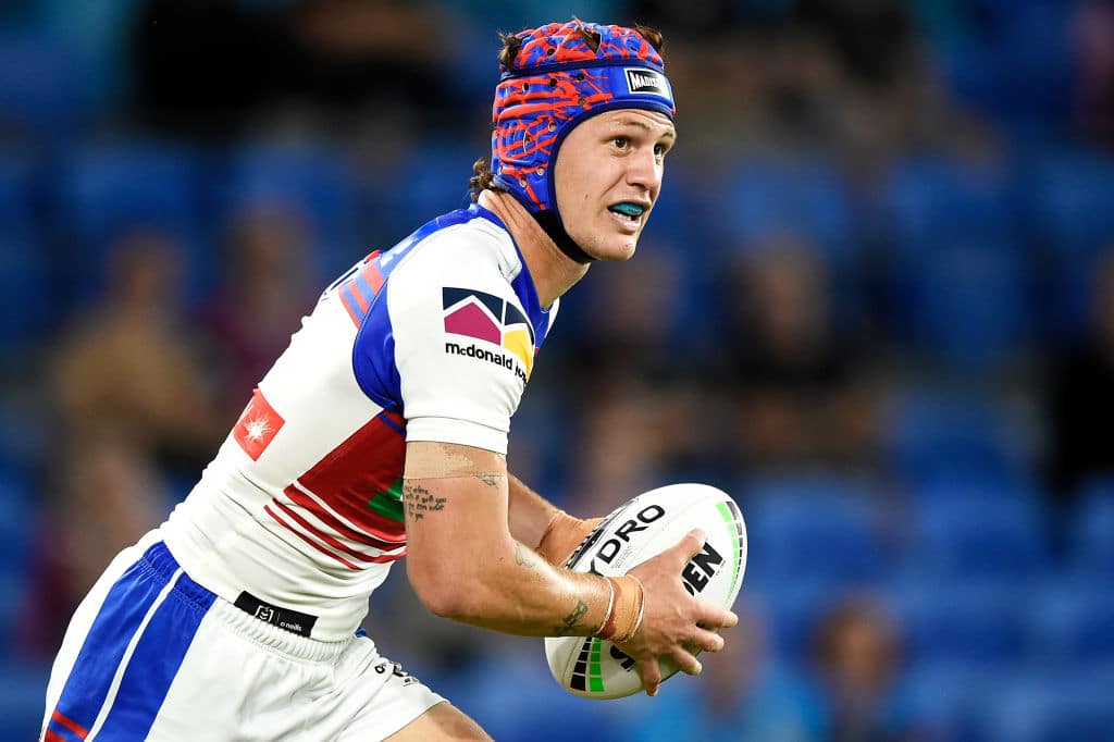 GOLD COAST, AUSTRALIA - SEPTEMBER 25: Kalyn Ponga of the Knights runs the ball during the round 20 NRL match between the Gold Coast Titans and the Newcastle Knights at Cbus Super Stadium on September 25, 2020 in Gold Coast, Australia. (Photo by Matt Roberts/Getty Images)