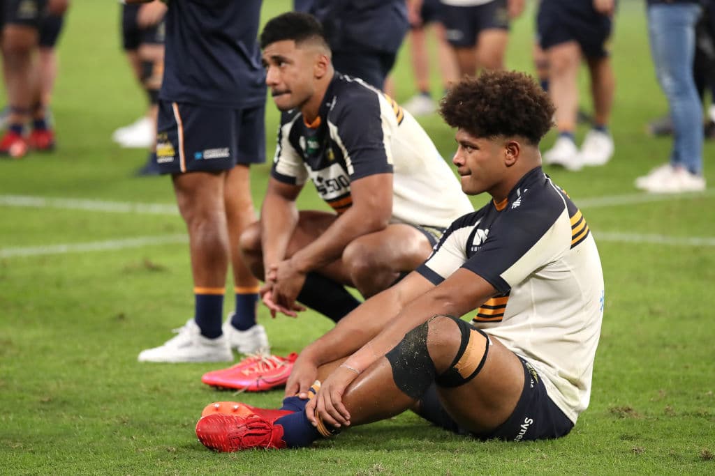 BRISBANE, AUSTRALIA - MAY 08: Rob Valetini of the Brumbies reacts after the loss of the Super RugbyAU Final match between the Queensland Reds and the ACT Brumbies at Suncorp Stadium, on May 08, 2021, in Brisbane, Australia. (Photo by Jono Searle/Getty Images