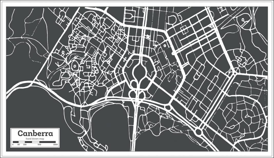 Canberra Australia City Map in Retro Style. Outline Map. Vector Illustration.
