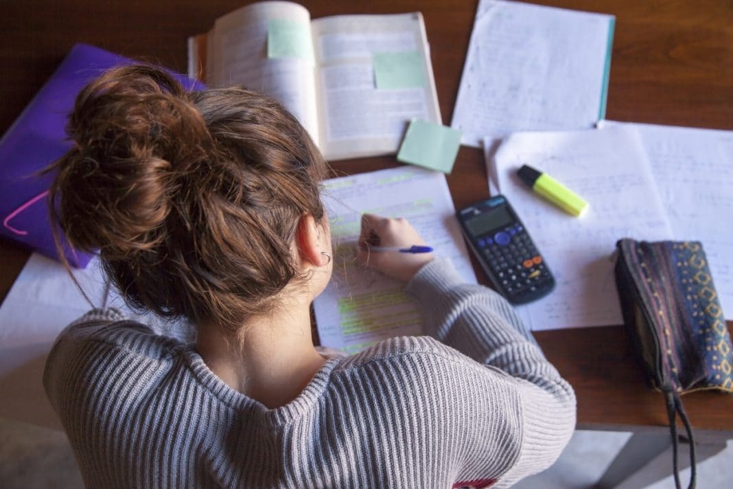 Teenager doing homework