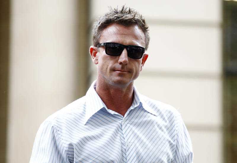 Olympian canoeist Nathan Baggaley leaves Central Local Court in Sydney after pleading guilty to drugs charges