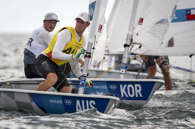 Matt Wearn of Australia competes in the Men's Laser Class during the Sailing events of the Tokyo 2020 Olympic Games