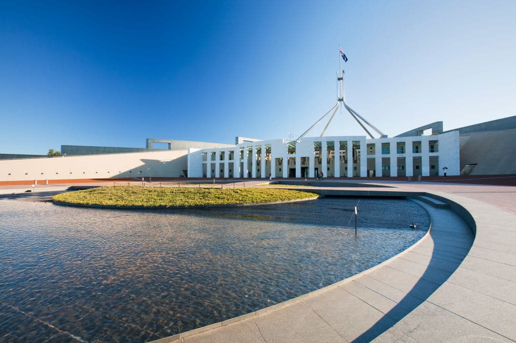 The new Australian parliament building in Canberra, Australia. (Photo by Ashley Cooper/Construction Photography/Avalon/Getty Images)