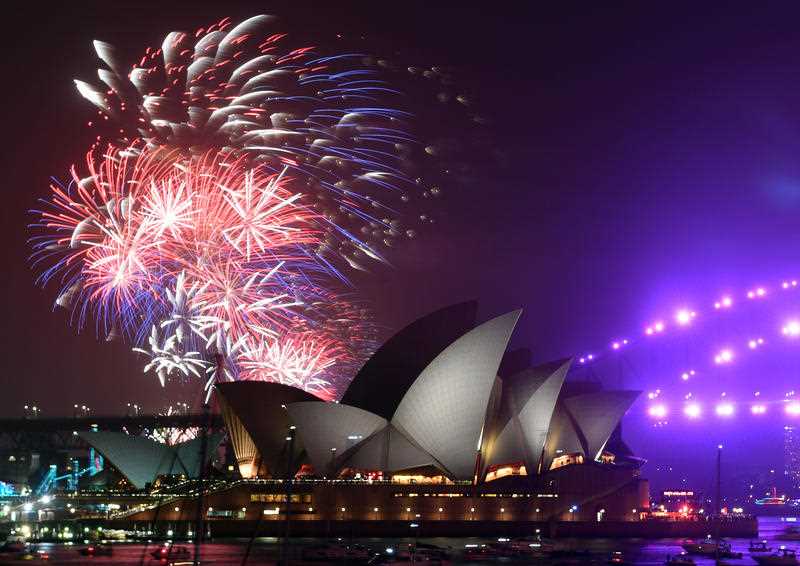Fireworks are seen from Mrs Macquarie's Chair during New Year's Eve celebrations in Sydney, Tuesday, December 31, 2019.