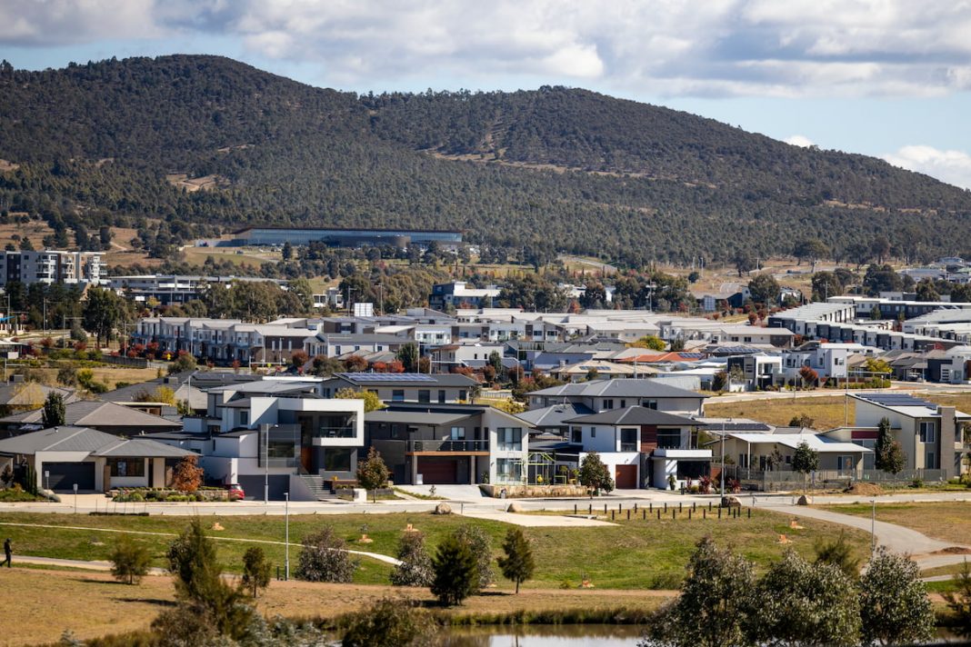 Homes in new housing estate in Denman Prospect in the ACT