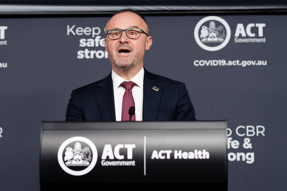 proof of vaccination ACT chief minister Andrew Barr