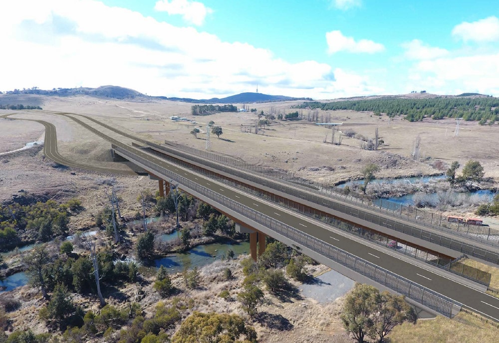 An artist's impression of the Molonglo River Bridge. Picture: ACT Government