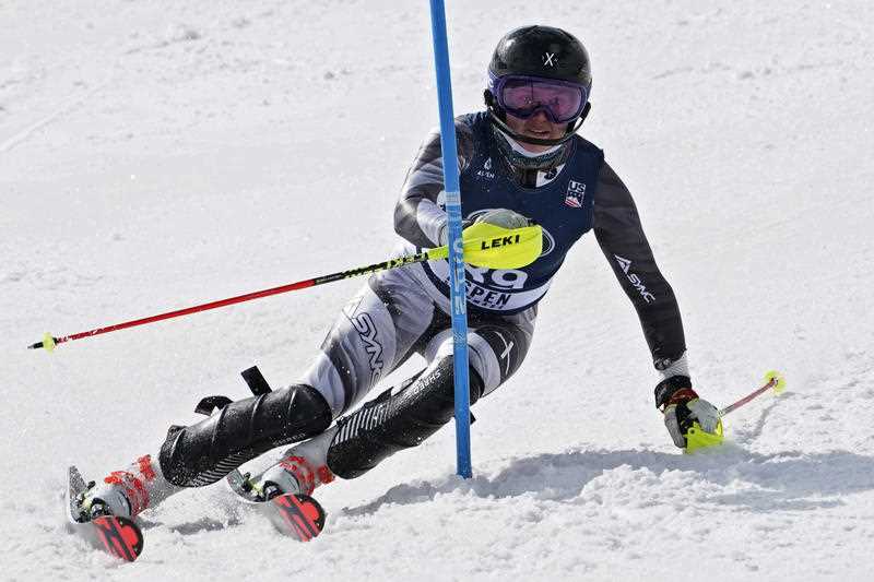 Madison Hoffman of Australia skis during a women's U.S. Alpine Championship slalom skiing race, Friday, April 16, 2021, in Aspen,
