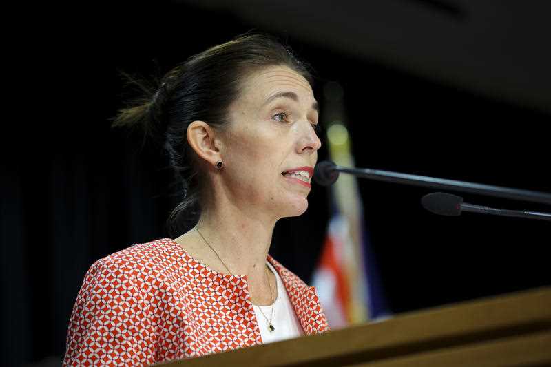New Zealand Prime Minister Jacinda Ardern speaks to the media during a press conference at Parliament in Wellington, New Zealand, Sunday, January 23, 2022.