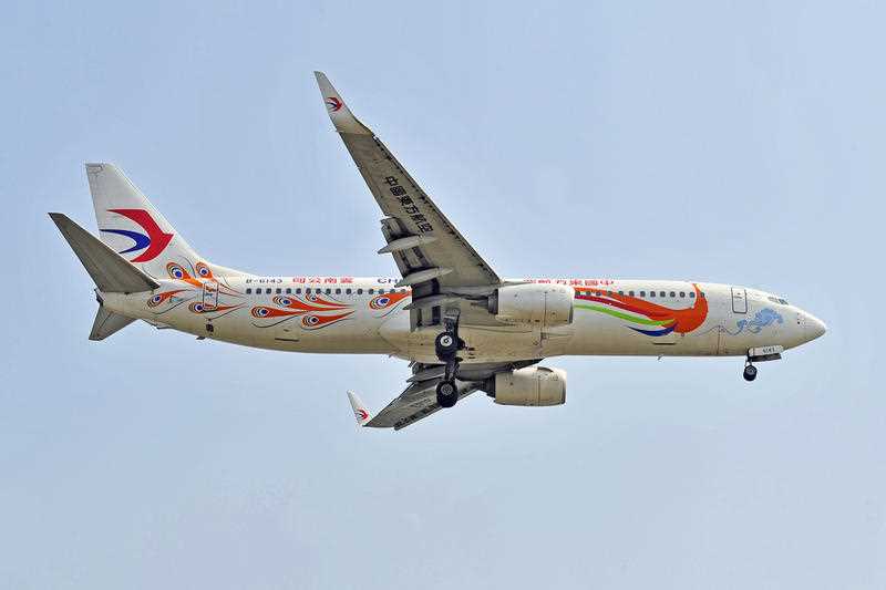 A Boeing 737-89P jet plane of China Eastern Airlines is seen in flight