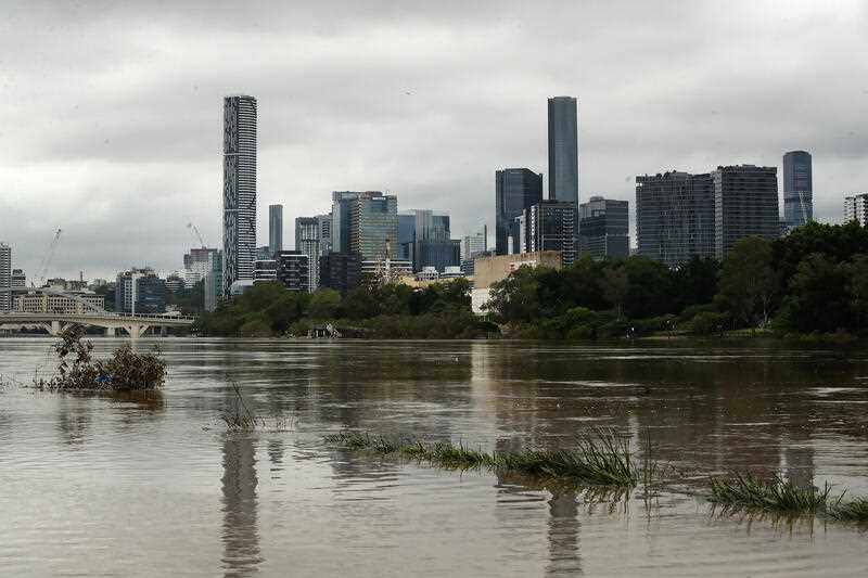 The Brisbane River in flood