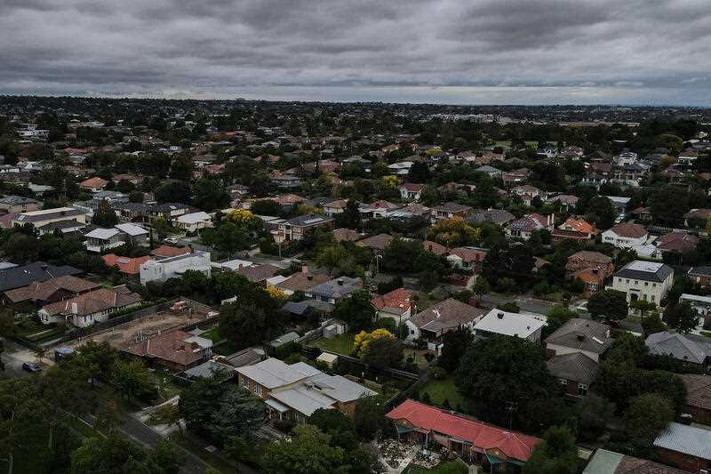 An aerial view of suburban sprawl in an Australian capital city