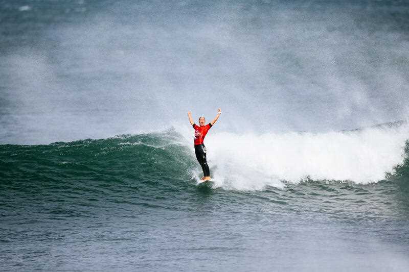 two-time WSL Champion Tyler Wright of Australia after winning the Final at the Rip Curl Pro Bells Beach at Bells Beach, Victoria, Sunday, April 17, 2022