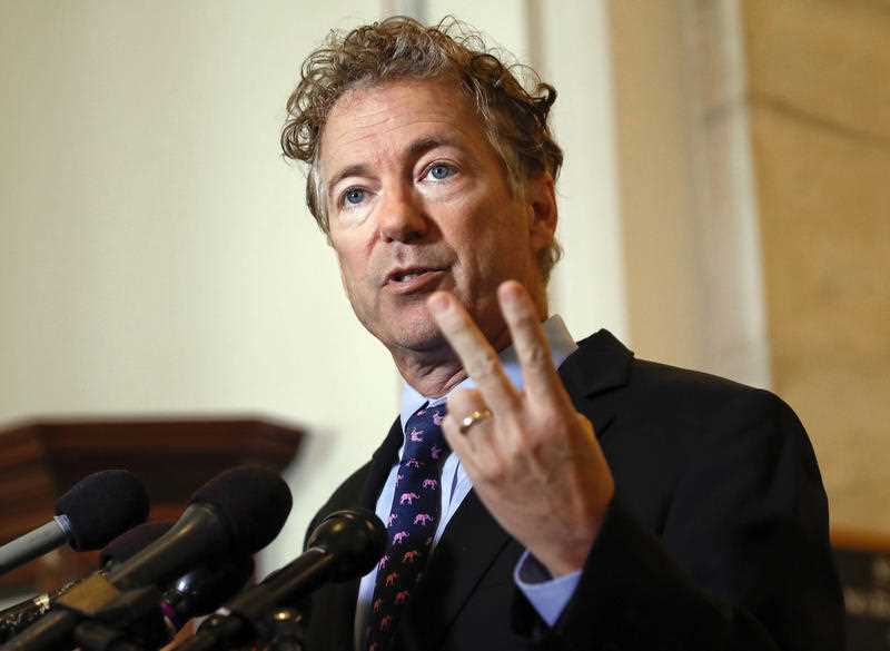 Sen. Rand Paul, R-Ky., speaks during a news conference on Capitol Hill in Washington in 2017