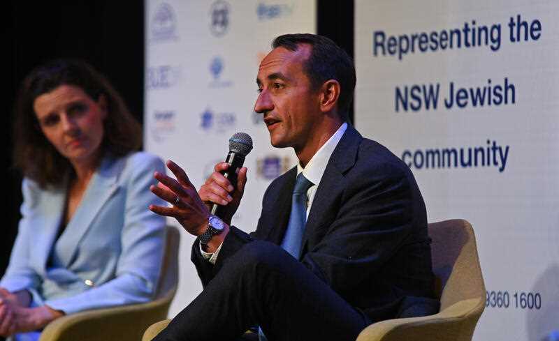 Liberal Member for Wentworth Dave Sharma speaks during the 2022 Federal Election Forum at the Moriah War Memorial College in Sydney, Sunday, May 8, 2022