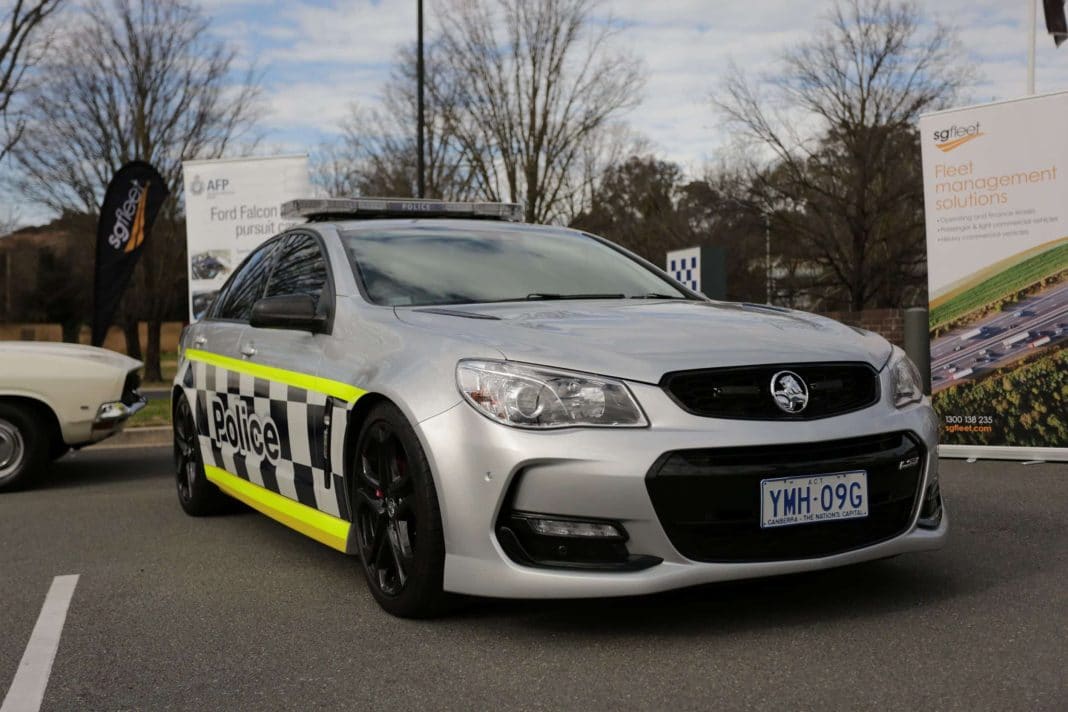 a silver 2018 SSV Redline Holden Commodore at the Australian Federal Police Museum