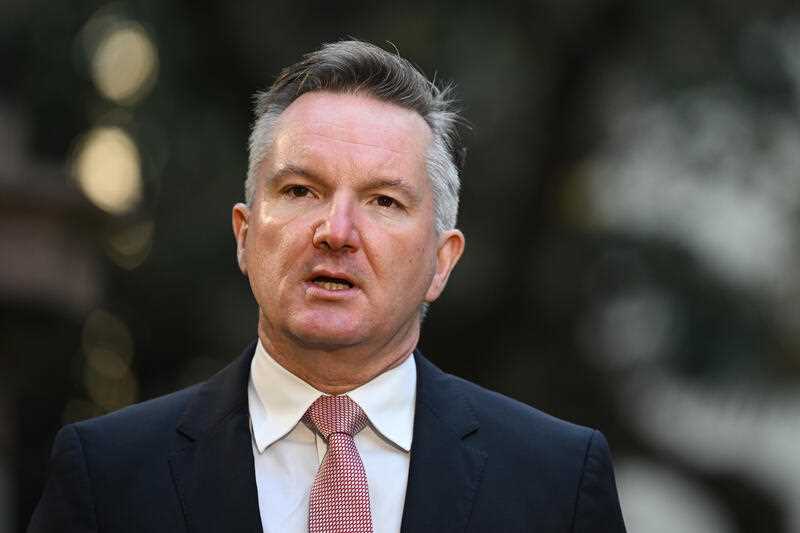 Federal Minister for Climate Change and Energy Chris Bowen speaks to media during a press conference