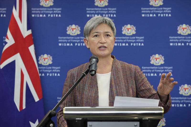 Australian Foreign Minister Penny Wong speaks during a press conference in Malaysia