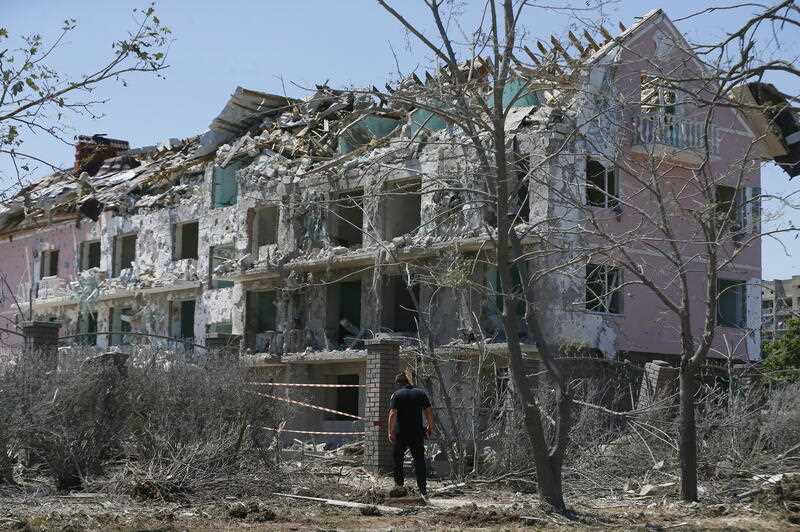 A destroyed holiday hotel after shelling hit the small town of Serhiivka near Odesa, southern Ukraine, 01 July 2022