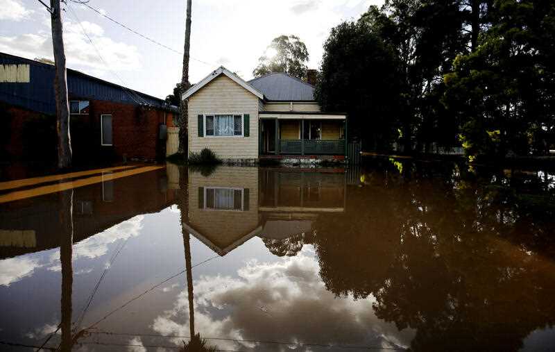 A flooded property in Raymond Terrace , NSW on Saturday, July 9, 2022.