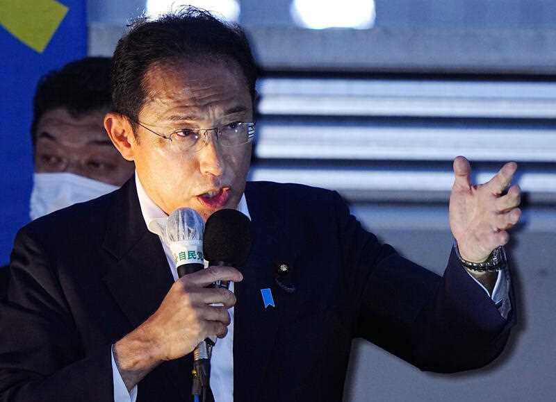 Japanese Prime Minister Fumio Kishida, leader of ruling Liberal Democratic Party, speaks to the crowd during his party's campaign for the parliamentary election slated for Sunday, in Niigata, northern Japan, Saturday, July 9, 2022.