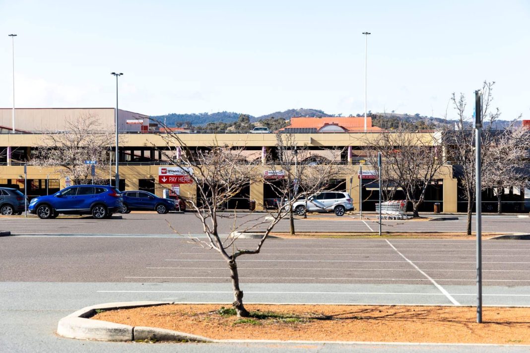 empty carpark outside shopping centre