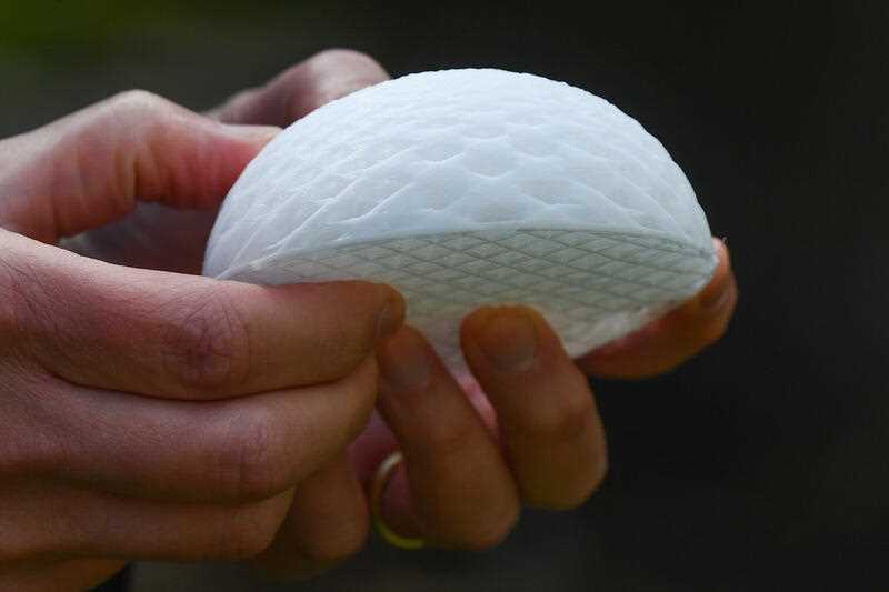 A 3D printed scaffold breast implant is seen during the announcement of a world-first surgery to be delivered in Brisbane, at the Royal Brisbane and Women’s Hospital Education Centre, in Brisbane, Thursday, August 4, 2022