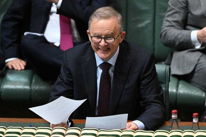 Prime Minister Anthony Albanese during divisions on amendments on the Climate Change Bill in the House of Representatives at Parliament House in Canberra, Thursday, August 4, 2022