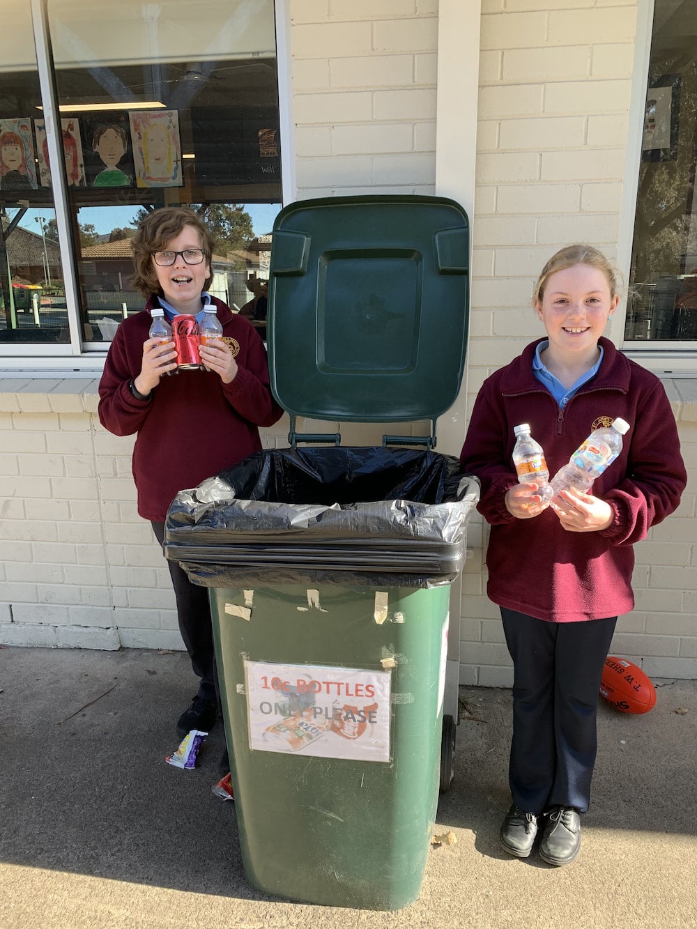 Students at St Jude's Primary School recycle containers to raise money for charity. Photo supplied