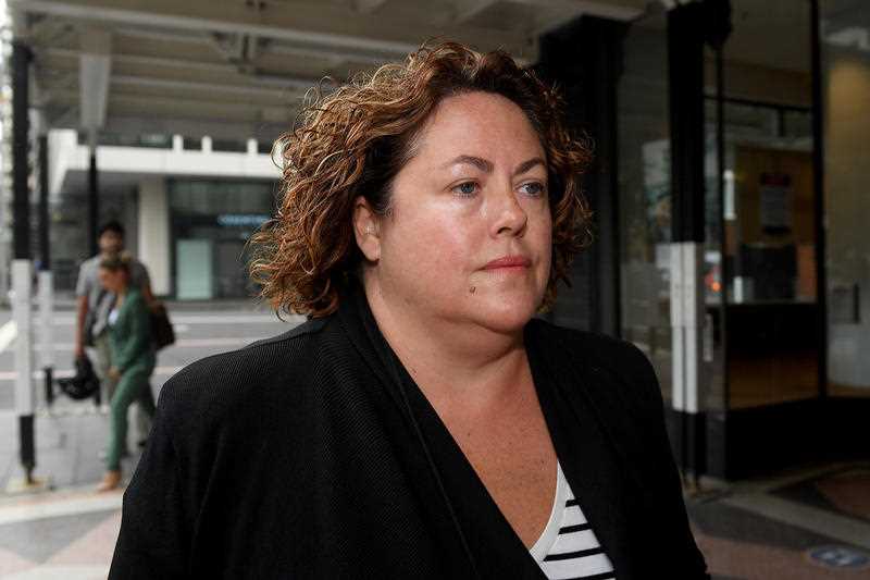Former NAB executive Rosemary Rogers arrives at the Downing Centre District Court, in Sydney