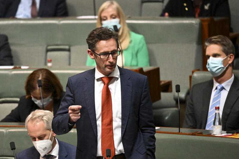 Australian Assistant Treasurer Stephen Jones speaks during House of Representatives Question Time at Parliament House in Canberra,