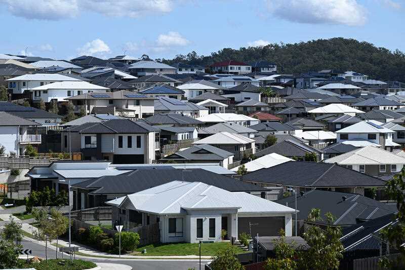 Homes are seen at a new housing estate in an Australian city