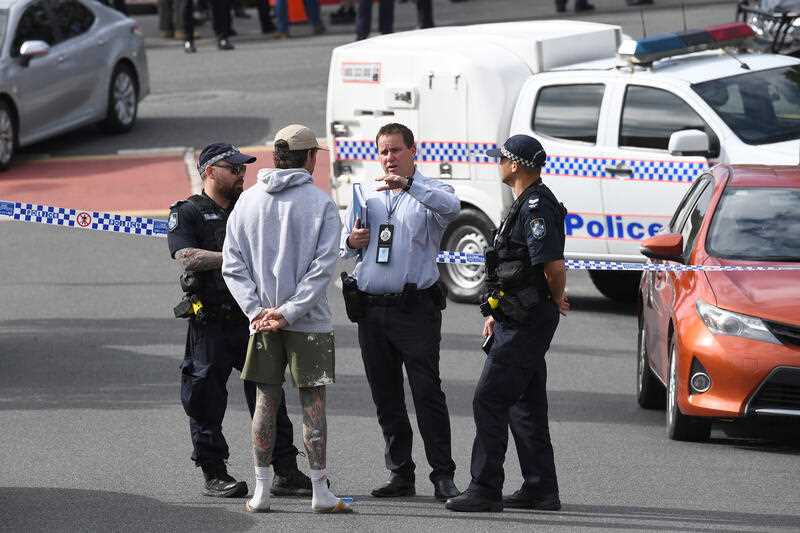 Police at the scene of a stabbing in a carpark at Carindale in Brisbane, Monday, September 12, 2022