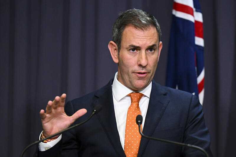 Australian Treasurer Jim Chalmers speaks to media during a press conference at Parliament House in Canberra, Tuesday, September 20, 2022