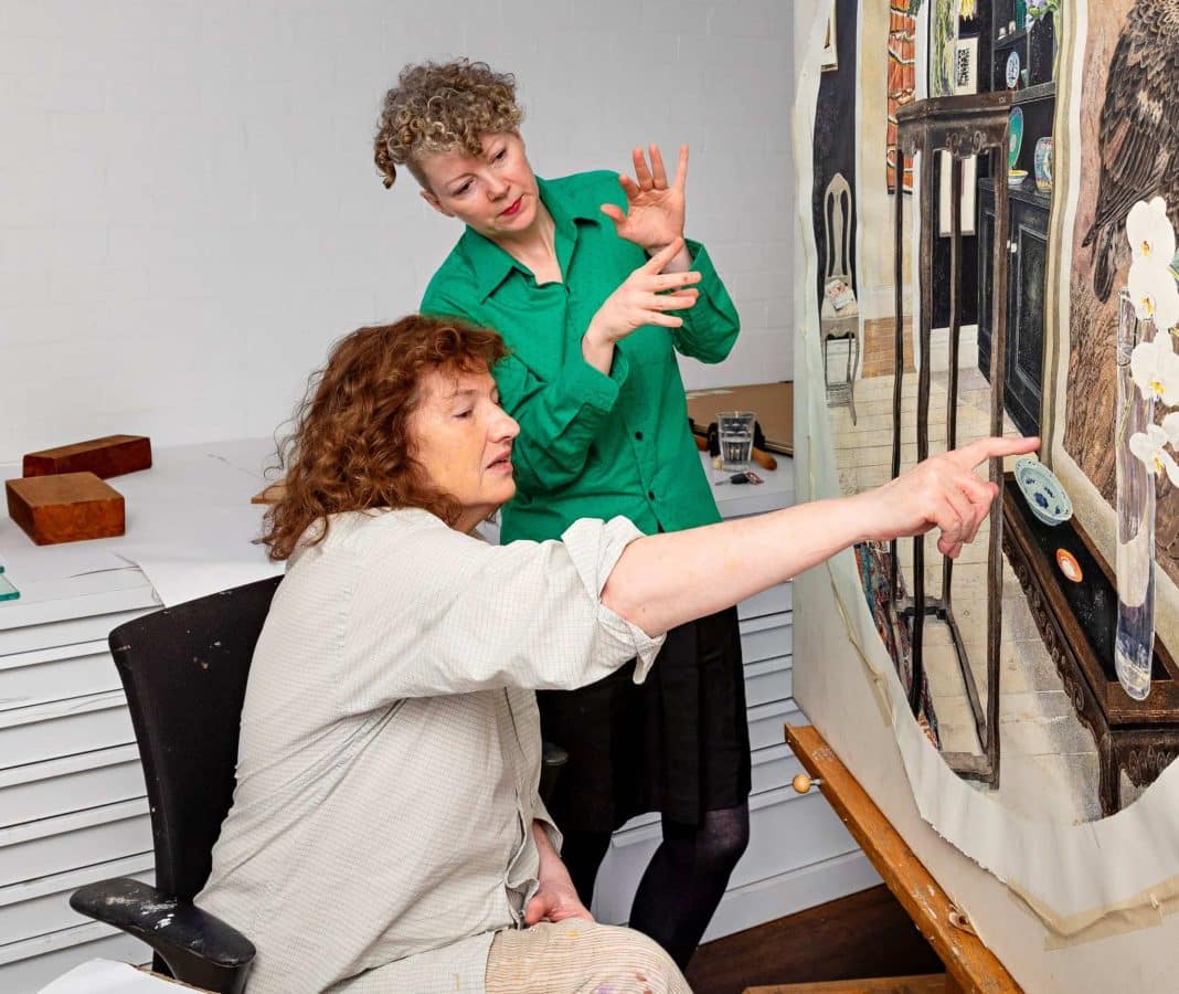 artist Cressida Campbell with curator Dr Sarina Noordhuis-Fairfax in Sydney