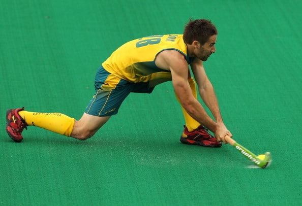 Australian male hockey player in action